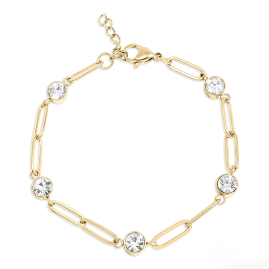 LumaLink™ Crystal Paperclip Chain Bracelet – Adjustable Gold & Silver Bracelet | Minimalist Everyday Jewelry Gift for Her