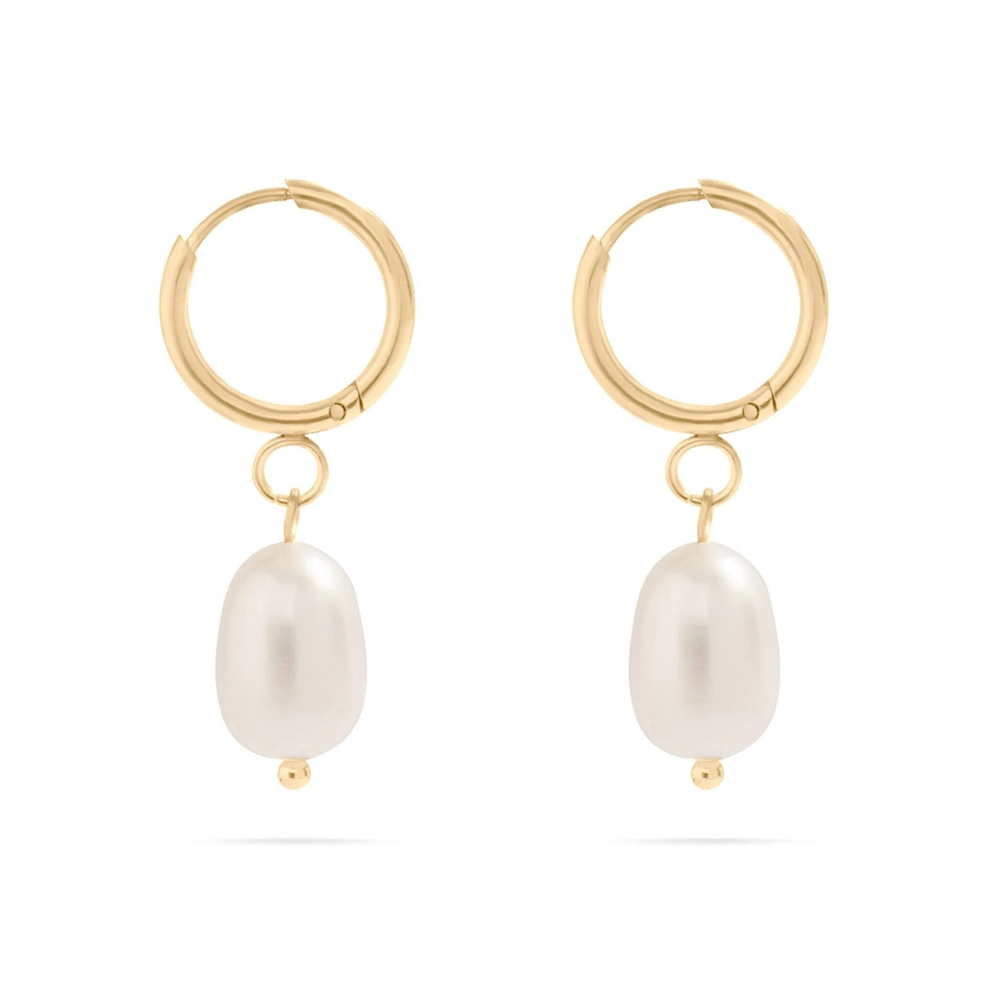 LumaPearl™ Classic Drop Pearl Hoop Earrings – 18K Gold & Silver Plated Minimalist Elegance | Nemosn™ Timeless Collection