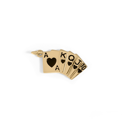 RoyalFlush™ – Lucky Poker Card Charm Pendant in Gold & Silver