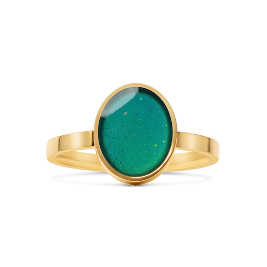 AuraShift™ Gold Mood Ring – Color Changing Stainless Steel Emotion Ring