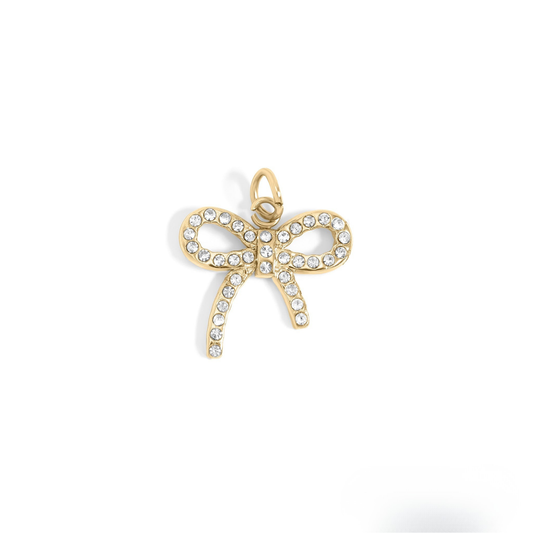 SparkBow™ Crystal Bow Pendant in 18K Gold or Silver Finish – Dainty Pavé Charm for Necklace or Bracelet by NEMOSN