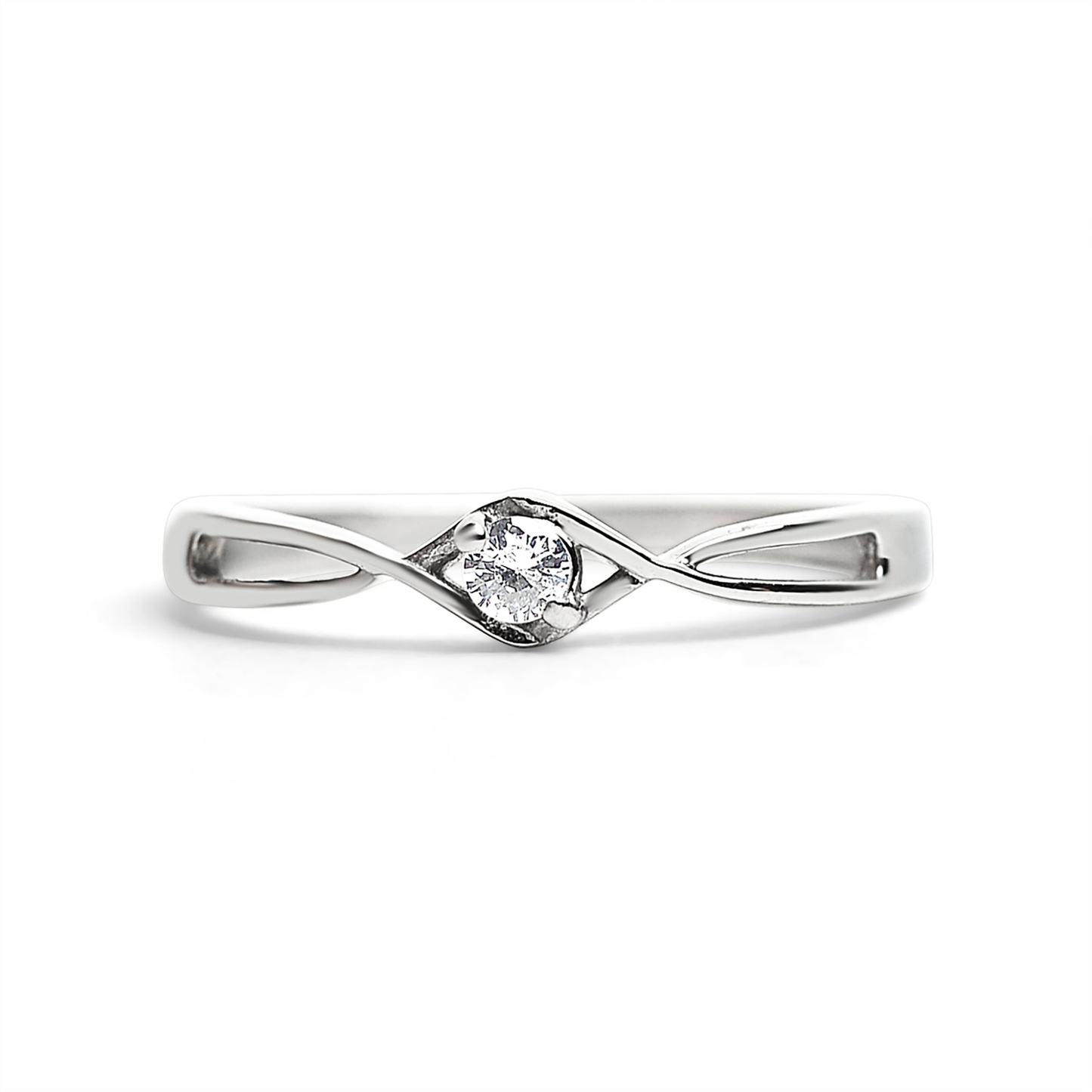GlintLuxe™ — Elegant Twist Solitaire Ring with Polished Finish