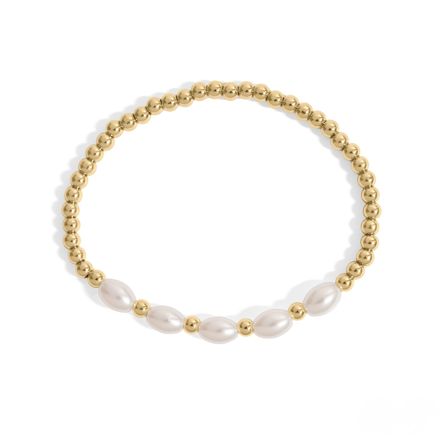 OvalLustre™ Pearl & Metal Bead Bracelet – Slim, Minimalist Luxe (Gold & Silver Options)