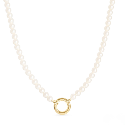 LumiPearl™ Elegant Pearl Necklace with Modern Circular Clasp – Available in Gold & Silver | Nemosn™ Luxury Pearl Jewelry Collection