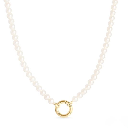 LumiPearl™ Elegant Pearl Necklace with Modern Circular Clasp – Available in Gold & Silver | Nemosn™ Luxury Pearl Jewelry Collection