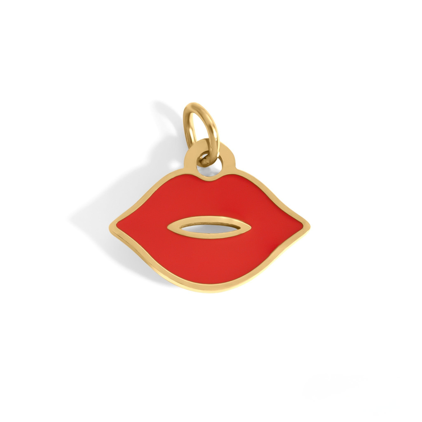 LushKiss™ – Red Enamel Lips Charm Pendant in Gold & Silver