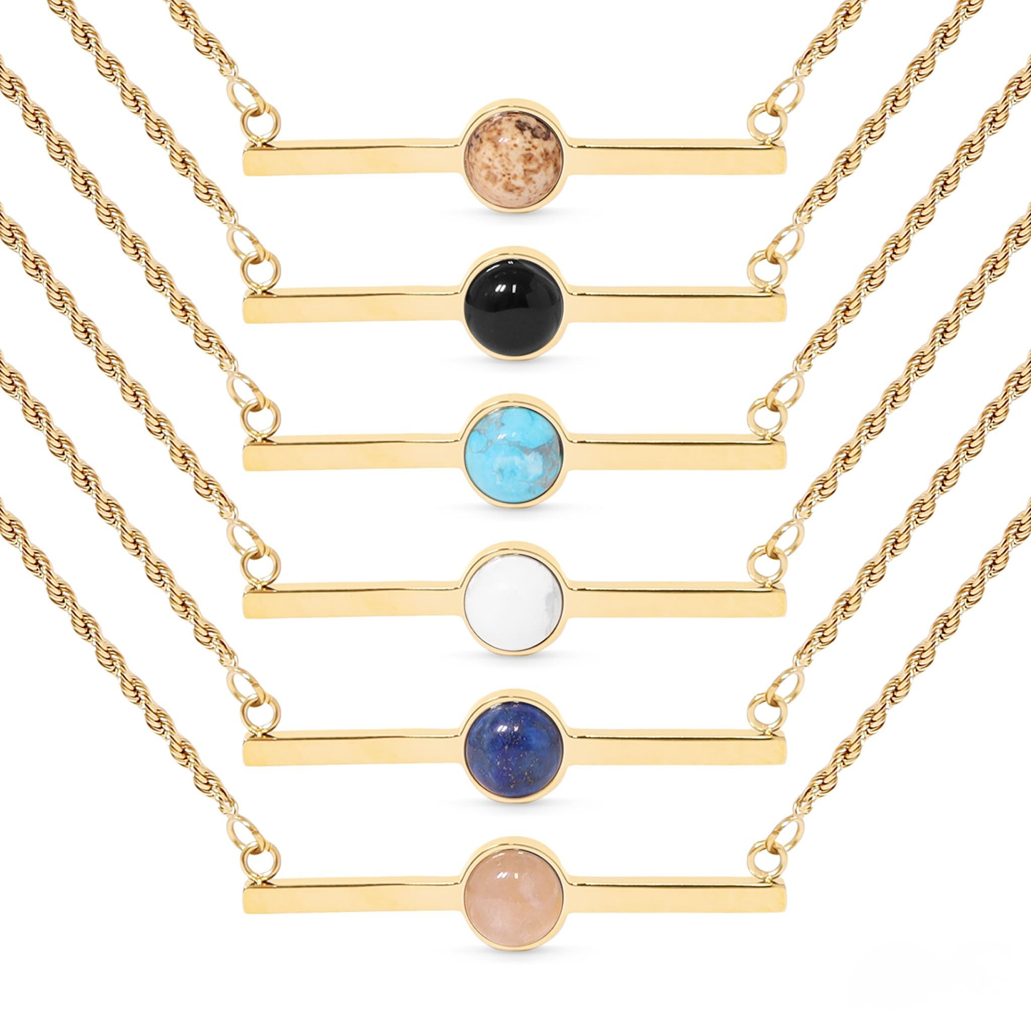 GemBar™ Minimalist Gemstone Bar Necklace | Natural Stone Pendant Jewelry in Gold & Silver