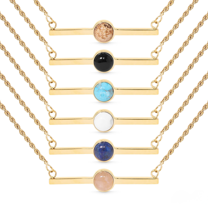 GemBar™ Minimalist Gemstone Bar Necklace | Natural Stone Pendant Jewelry in Gold & Silver