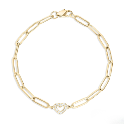 HeartLuxe™ 18K Gold & Silver Heart Paperclip Chain Bracelet – Dainty Adjustable Love Jewelry for Women