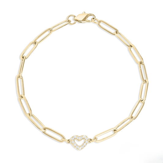 HeartLuxe™ 18K Gold & Silver Heart Paperclip Chain Bracelet – Dainty Adjustable Love Jewelry for Women