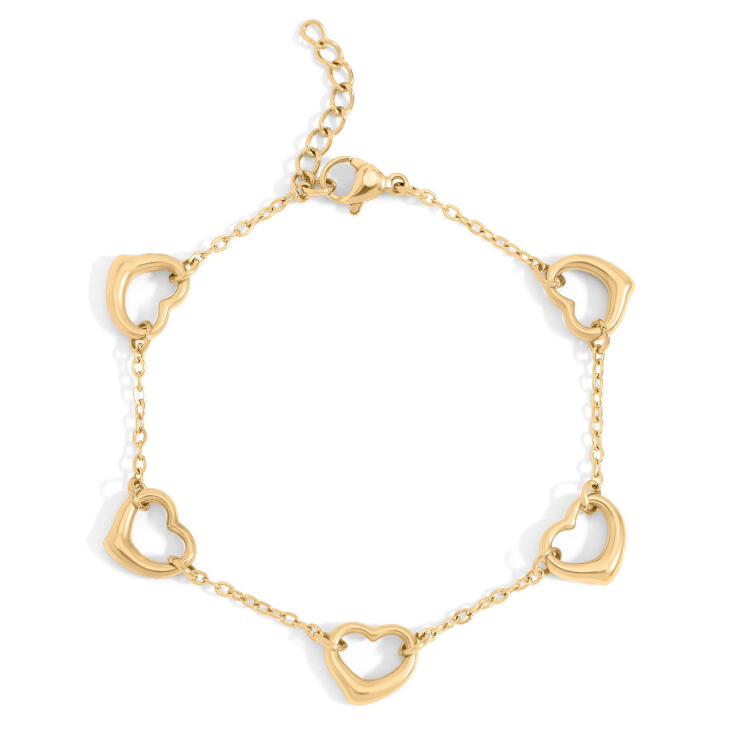 HeartLink™ Linked Heart Chain Bracelet – Adjustable Gold & Silver Bracelet | Romantic Minimalist Jewelry Gift for Her