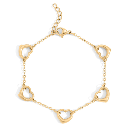 HeartLink™ Linked Heart Chain Bracelet – Adjustable Gold & Silver Bracelet | Romantic Minimalist Jewelry Gift for Her