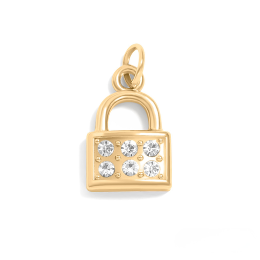 SparkLock™ Pendant – 18K Gold & Silver Stainless Steel Padlock Charm with CZ Stones | Love, Security & Strength Jewelry by Nemosn