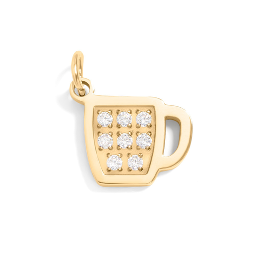 BrewGleam™ Pendant – 18K Gold & Silver Stainless Steel Coffee Cup Charm with CZ Stones | Coffee Lover, Everyday Shine Jewelry by Nemosn