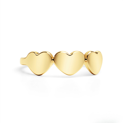 TriHeartGlow™ Engravable Triple Heart Ring – Personalized Initials Ring for Women | Available in Gold & Silver | NEMOSN