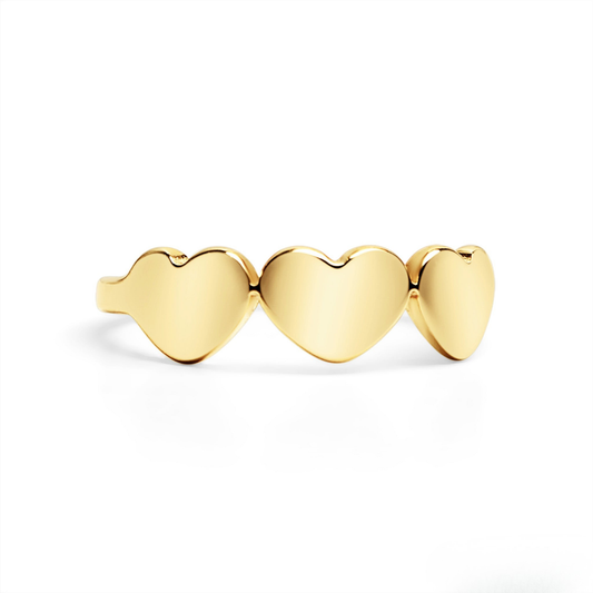 TriHeartGlow™ Engravable Triple Heart Ring – Personalized Initials Ring for Women | Available in Gold & Silver | NEMOSN