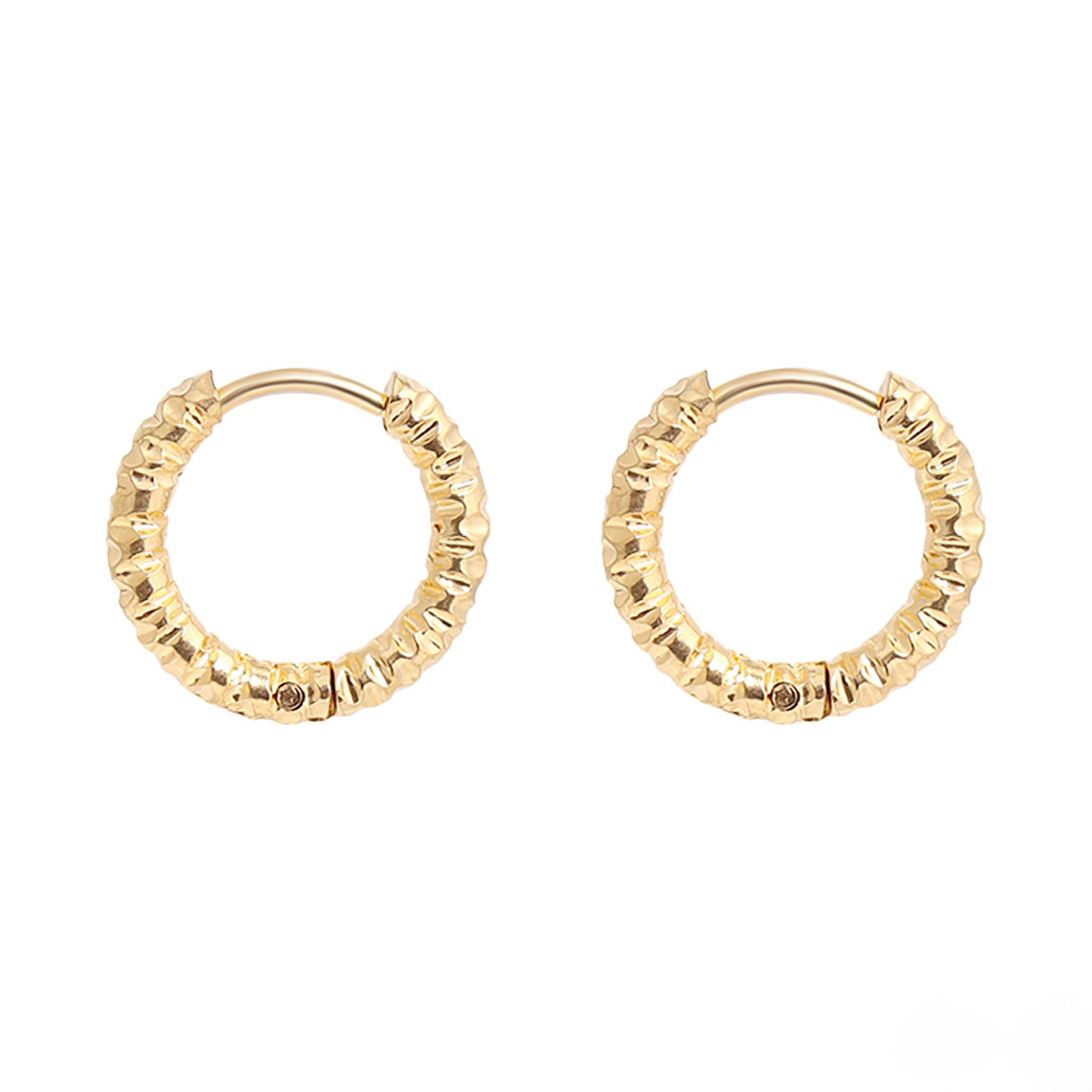 NEMOSN TerraLoop™ Textured Huggie Hoop Earrings – 18K Gold PVD Stainless Steel, Waterproof, Tarnish-Resistant, Hypoallergenic