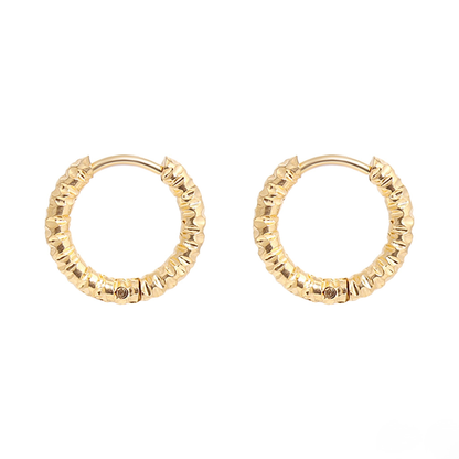 NEMOSN TerraLoop™ Textured Huggie Hoop Earrings – 18K Gold PVD Stainless Steel, Waterproof, Tarnish-Resistant, Hypoallergenic