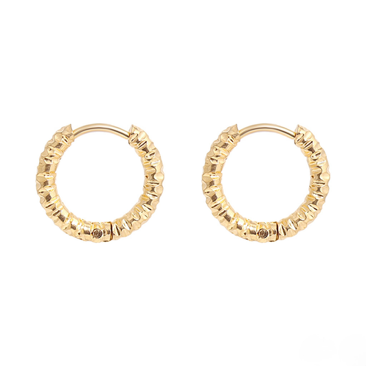 NEMOSN TerraLoop™ Textured Huggie Hoop Earrings – 18K Gold PVD Stainless Steel, Waterproof, Tarnish-Resistant, Hypoallergenic