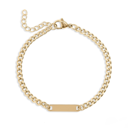 CurbLink™ Engravable Bar Bracelet – Personalized Name or Date Bracelet for Men & Women | Gold & Silver Chain | NEMOSN