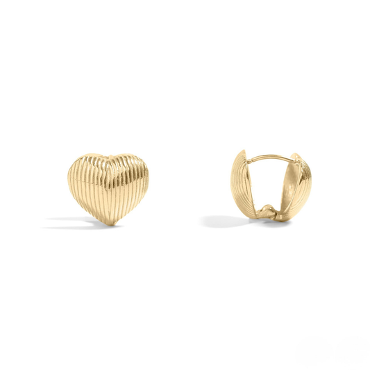 AmoréWave™ Textured Heart Hoop Earrings – 18K Gold & Silver Plated Romantic Jewelry for Women | Nemosn™ Elegant Gift for Every Moment