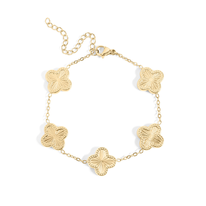 CloverGlow™ 18K Gold Clover Bracelet – Adjustable Lucky Charm Enamel Flower Jewelry for Women