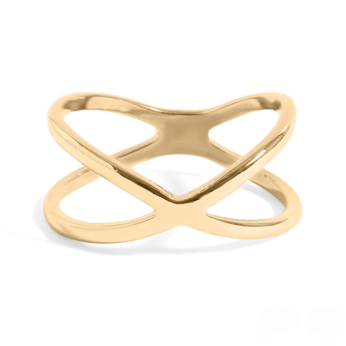 CrossLume™ — Modern Crossover Ring in Polished Gold & Silver