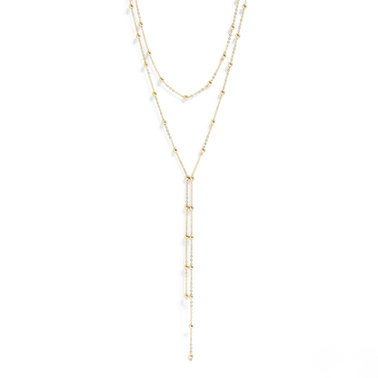 AuroraFlow™ Layered Y-Drop Necklace – Delicate Shine & Elegant Drape (Gold & Silver Options)