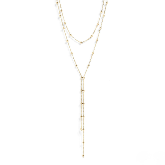 AuroraFlow™ Layered Y-Drop Necklace – Delicate Shine & Elegant Drape (Gold & Silver Options)