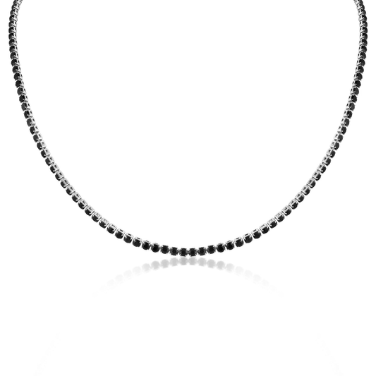 NoireLuxe™ Black Crystal Tennis Necklace | Stainless Steel Luxury Necklace for Men & Women