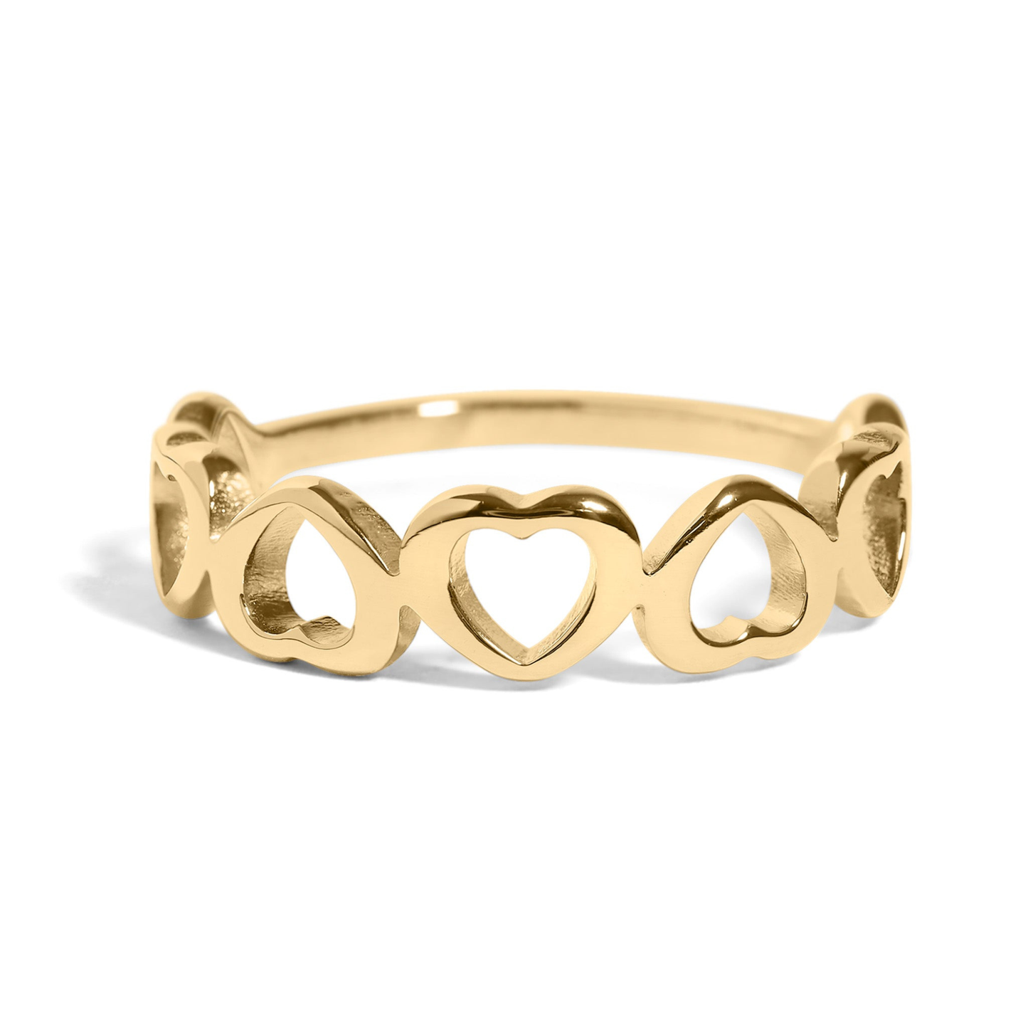 AmoraLink™ – Open Heart Band Ring in Silver, Gold & Rose Gold | Romantic Stackable Ring by Nemosn