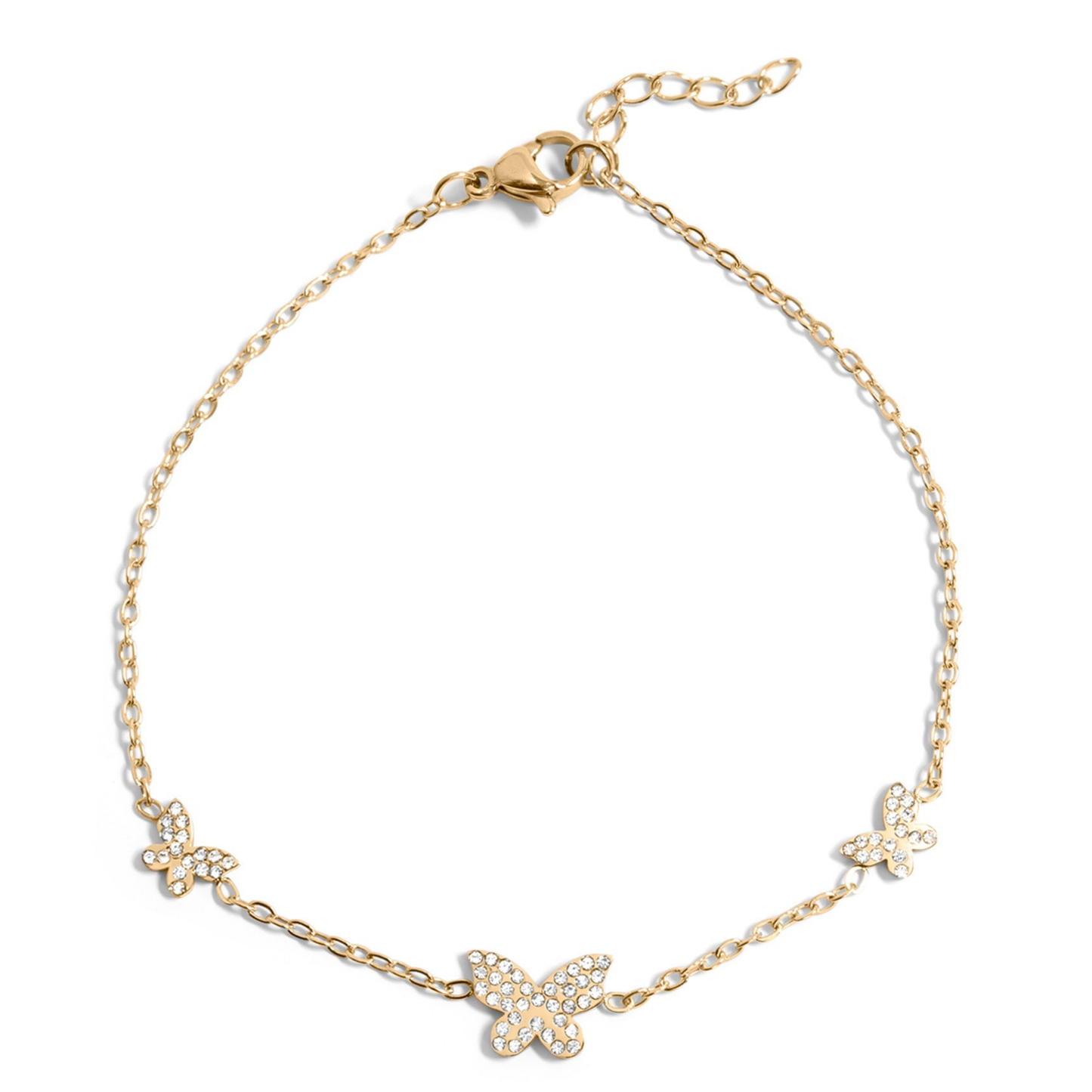 FlutterGleam™ Triple Butterfly Chain Bracelet – Adjustable Gold & Silver Dainty Bracelet | Feminine Everyday Jewelry Gift for Her