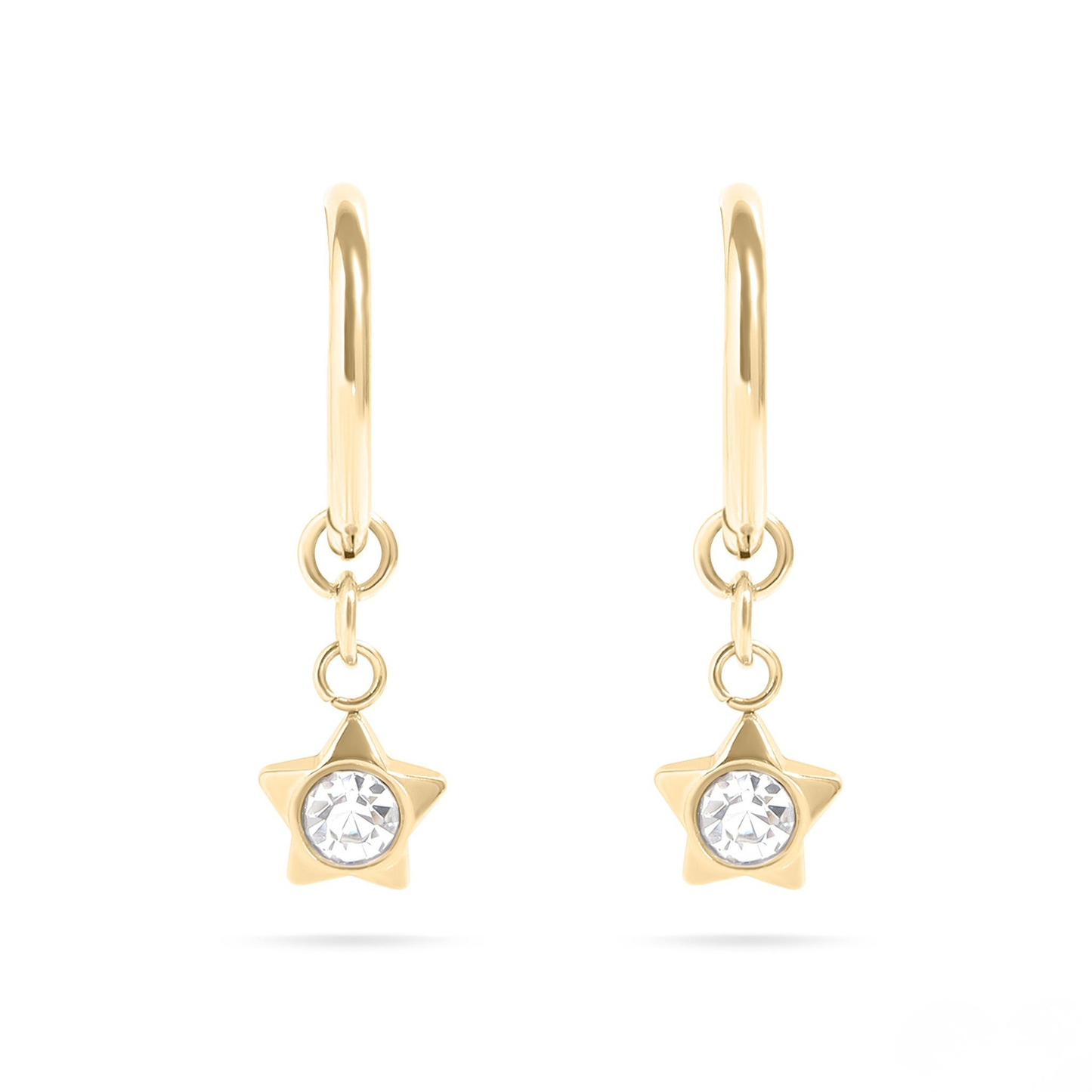 StarGleam™ Dainty Star Drop Earrings – 18K Gold Plated Sparkling Crystal Huggie Hoops