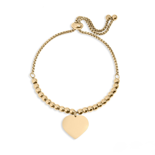 HeartLuxe™ – Custom Engravable Heart Charm Bracelet