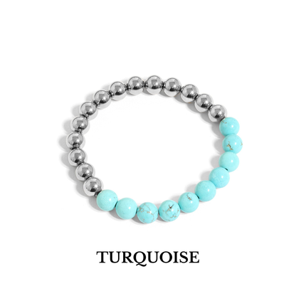 DualAura™ Gemstone Harmony Bracelet – Available in Gold & Silver with Turquoise, Howlite, Onyx & Pearl | Nemosn™ Balance & Energy Jewelry