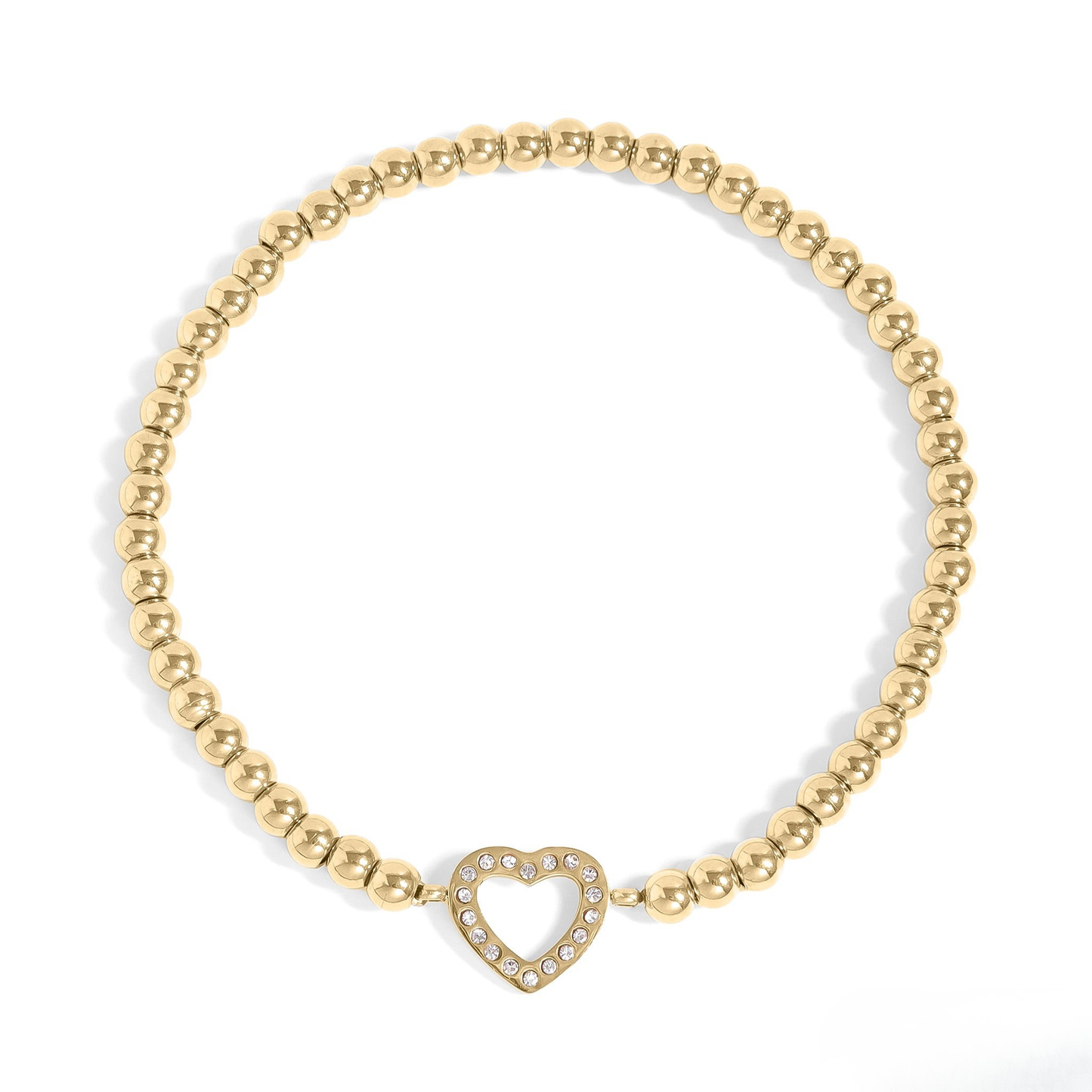 HeartGleam™ Sparkling Heart Bead Bracelet – Adjustable Stainless Steel Bracelet in Gold & Silver | Everyday Wear Jewelry Gift for Her