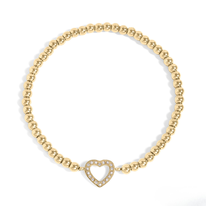 HeartGleam™ Sparkling Heart Bead Bracelet – Adjustable Stainless Steel Bracelet in Gold & Silver | Everyday Wear Jewelry Gift for Her