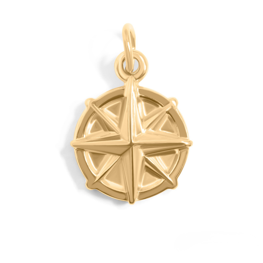 NorthGleam™ – Compass Pendant in 18K Gold & Silver Finish