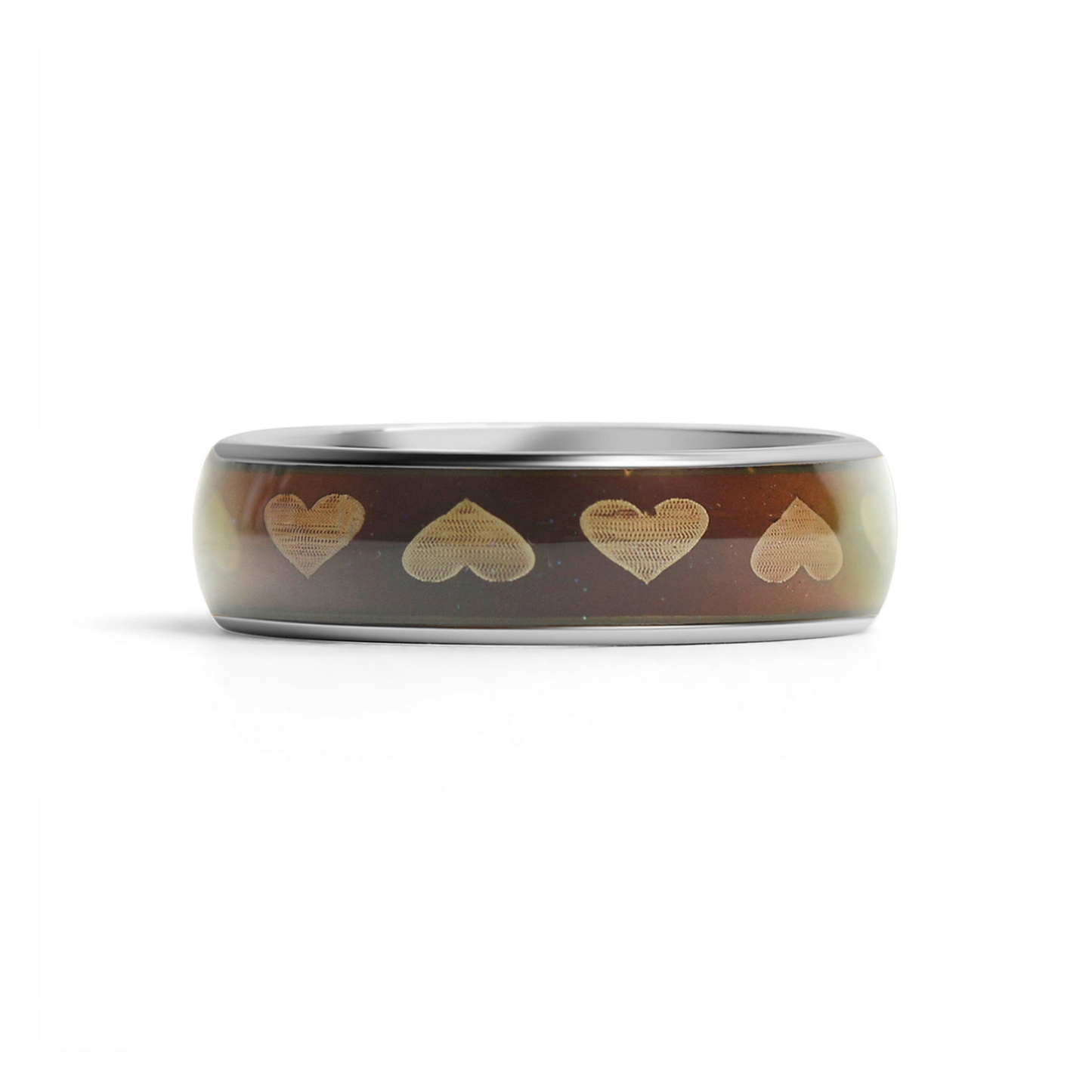 HeartGleam™ Silver Mood Ring – Color Changing Stainless Steel Heart Emotion Ring