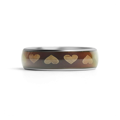 HeartGleam™ Silver Mood Ring – Color Changing Stainless Steel Heart Emotion Ring