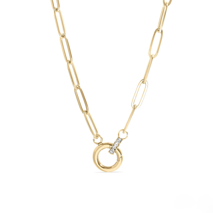 HaloLink™ Modern Paperclip Chain Necklace with Statement Ring – Minimal Bold Style (Gold & Silver Options)