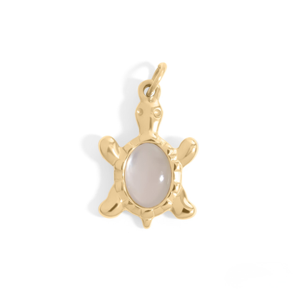 TideTurtle™ – Ocean Gemstone Turtle Charm Pendant in Gold & Silver