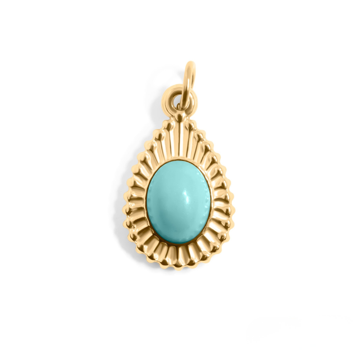 TearLuxe™ – Teardrop Turquoise Pendant in 18K Gold & Silver Finish
