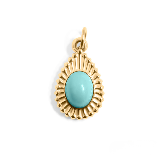 TearLuxe™ – Teardrop Turquoise Pendant in 18K Gold & Silver Finish