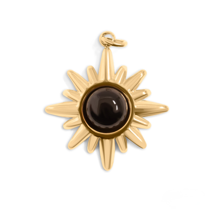 SolarEclipse™ – Radiant Sun Pendant in 18K Gold & Silver Finish