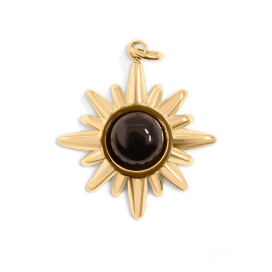 SolarEclipse™ – Radiant Sun Pendant in 18K Gold & Silver Finish
