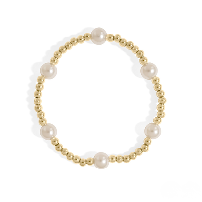 AuraPearl™ Classic Pearl & Metal Bead Bracelet – Minimalist Everyday Luxury (Gold & Silver Options)