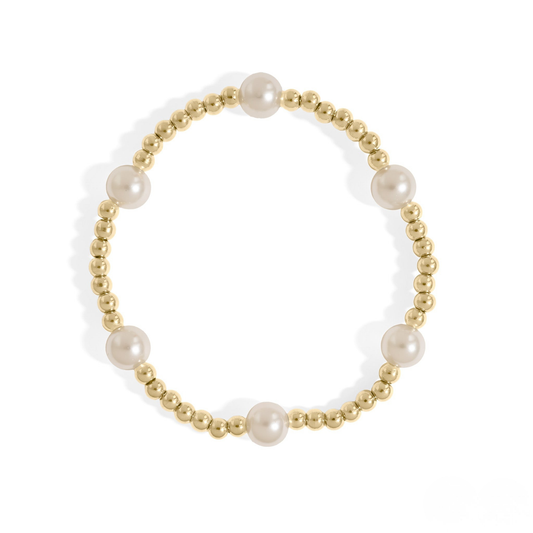 AuraPearl™ Classic Pearl & Metal Bead Bracelet – Minimalist Everyday Luxury (Gold & Silver Options)