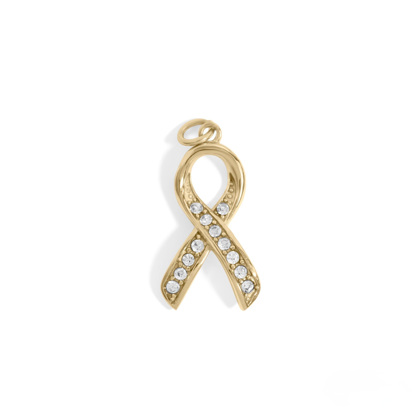 PureRibbon™ – Crystal Awareness Ribbon Charm Pendant in Gold & Silver