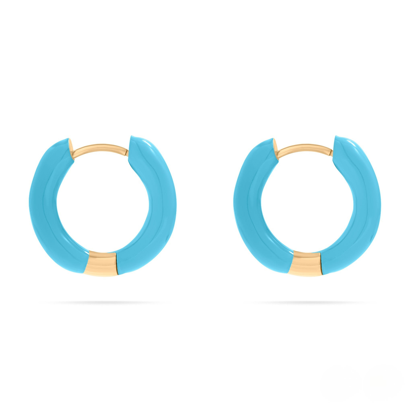 AquaLoop™ Vibrant Enamel Hoop Earrings – Ocean Blue 18K Gold & Silver Plated Hoops | Nemosn™ Coastal Chic Collection